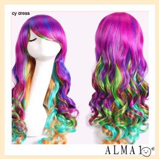 ALMA วิกผมหยิก สีรุ้ง เหมาะกับงานปาร์ตี้ สําหรับผู้หญิง