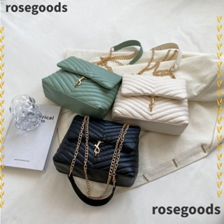 Rosegoods1 กระเป๋าสะพายไหล่ สะพายข้าง ใต้วงแขน หนัง Pu ความจุสูง สีพื้น พร้อมสายสะพาย แฟชั่นสําหรับผู้หญิง