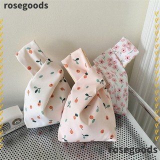 Rosegoods1 กระเป๋าถือ กระเป๋าช้อปปิ้ง ผ้าแคนวาส ลายดอกไม้ ขนาดเล็ก น้ําหนักเบา เหมาะกับฤดูร้อน สําหรับผู้หญิง