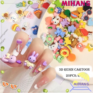 Mih 20 ชิ้น / ถุง ของตกแต่งเล็บ เครื่องประดับเล็บ หัวใจรัก การ์ตูนน่ารัก