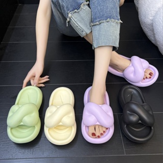 รองเท้าแตะ ส้นแบน เปิดนิ้วเท้า พื้นหนา กันน้ํา สไตล์เกาหลี สําหรับผู้หญิง ไซซ์ 36-41