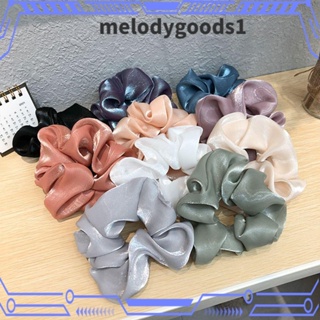 Melodygoods1 Scrunchie ที่คาดผมหางม้า ผ้าไหมซาติน กลิตเตอร์ หลากสี