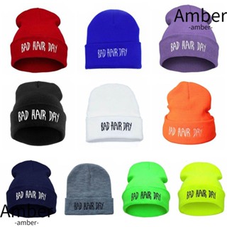 Amber หมวกถักนิตติ้ง หมวกบอนเน็ต นุ่ม อินเทรนด์ ผู้ชาย ผู้หญิง หมวกปักตัวอักษร