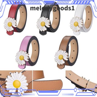 MELODYGOODS1 เข็มขัดคาดเอว หนัง PU ลายดอกเดซี่ ปรับได้