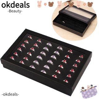 OKDEALS Ring Storage Case Show Case Container Portable Ring Ear Stud Display Jewelry Organizer Holder