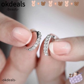 OKDEALS เครื่องประดับต่างหูห่วงเจาะร่างกาย กระดูกอ่อน จมูก 8 มม. CZ สีทอง สีเงิน สีฟ้า