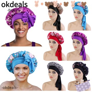 OKDEALS หมวกคลุมนอน ผ้าซาติน สีดํา สําหรับผู้หญิง