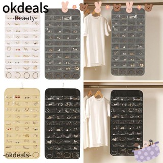 OKDEALS กระเป๋าเก็บเครื่องประดับ สร้อยคอ ต่างหู แบบพกพา 80 ช่อง