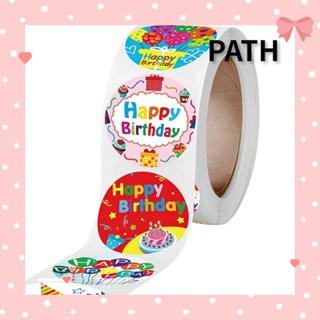 PATH สติกเกอร์ ลาย Happy Birthday มีกาวในตัว 1 นิ้ว สําหรับตกแต่งวันเกิด 500 ชิ้น