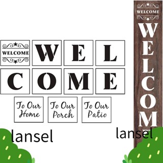 LANSEL แผ่นแม่แบบพลาสติก ลายฉลุ welcome ขนาดใหญ่ สําหรับวาดภาพบนไม้