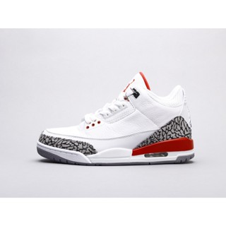 Jordan 3 GS AJ3 รองเท้าบาสเก็ตบอล 398614 เปลวไฟ สีแดง DM0967-160 k