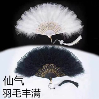 Feather fan Lolita lolita Han suit photo props Gothic network celebrity retro Han suit fairy lace fan