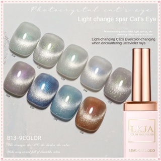 Lkja Light Change Spar Cat&amp;#39;s Eye Nail Polish Gel Aurora Color Super Flash Phototherapy Glue Nail Art For Nail Shop 15ml 9 Colors JOYFEEL