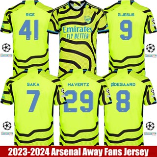 เสื้อกีฬาแขนสั้น ลายทีม Arsenal Away Jersey Saka Jesus Degaard Rice Havertz Martinelli 2023-2024 พลัสไซซ์