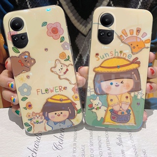 ใหม่ เคสโทรศัพท์มือถือนิ่ม กันกระแทก ลายการ์ตูนเด็กผู้หญิงน่ารัก ประดับเพชรเทียม ระยิบระยับ สําหรับ Oppo Reno 10 Pro International Version Reno10 Pro+ 5G 2023 Reno10Pro Plus