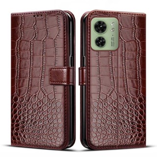 เคสโทรศัพท์หนัง PU ลายหนังจระเข้ แบบฝาพับ สําหรับ Motorola Moto Edge 40