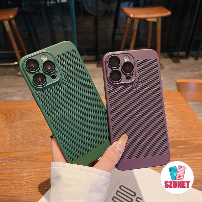 Pc Breathable Frosted มาพร้อมฟิล์มเลนส์ซิลิโคนบางพิเศษนุ่มกันกระแทกเคสโทรศัพท์สําหรับ iPhone 16 15 14 13 12 11 Pro Max 15 Plus Anti-fall Cooling เคสโทรศัพท์ฝาครอบ