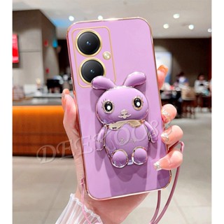 เคสโทรศัพท์มือถือนิ่ม ลายการ์ตูนกระต่ายน่ารัก พร้อมขาตั้ง สําหรับ VIVOY78 VIVOY27 VIVOY02T VIVO Y78 Y27 Y02T 5G 4G 2023