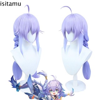 Isitaft Honkai Star Rail วิกผมคอสเพลย์ วิกผมสังเคราะห์ธรรมชาติ แบบถัก สีม่วง ไล่โทนสี