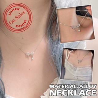 Limerence สร้อยคอ จี้โบว์ สีเงิน เครื่องประดับแฟชั่น A4Z6