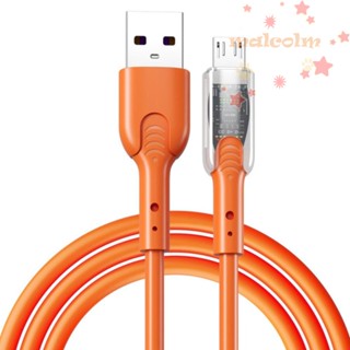 Malcolm สายชาร์จ USB C 65W 6A Type C Micro USB สีส้มใส ชาร์จเร็ว สําหรับโทรศัพท์มือถือ