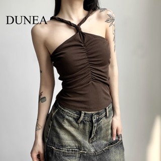 Dunea ผู้หญิง เซ็กซี่ แฟชั่น จีบ เปลือยหลัง เสื้อกล้าม