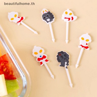 ｛Halloween Decor｝ส้อมพลาสติก รูปการ์ตูนผลไม้ ปากหวาน สร้างสรรค์ ขนาดเล็ก สําหรับเค้ก 10 6 ชิ้น