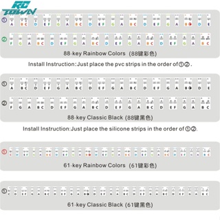 Rctown สติกเกอร์ติดแป้นพิมพ์เปียโน 88 คีย์ 61 คีย์ ถอดออกได้ สําหรับผู้เริ่มต้น