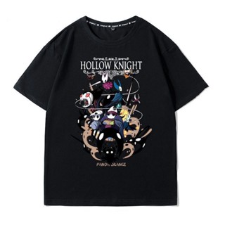 ราคาถูก Hollow Knight เกมอัศวินกลวงรอบเสื้อยืดสีเข้มในแฟชั่นบุรุษใหม่ผ้าฝ้ายแขนสั้นด้านบน เสื้อคู่