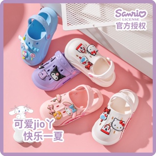 พร้อมส่ง รองเท้าแตะลําลอง กันลื่น แต่งรูกลวง ลาย hello Kitty แฟชั่นฤดูร้อน สําหรับเด็กวัยหัดเดิน