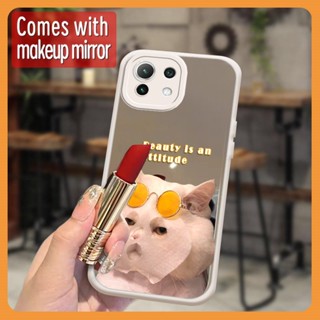 Liquid silicone lovely Phone Case For Xiaomi 11 Lite/11 Lite NE originality Makeup mirror Mirror surface Heat dissipation