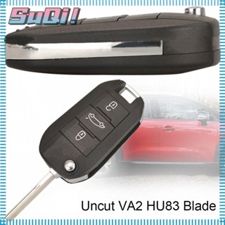 Suqi รีโมตกุญแจรถยนต์ VA2 HU83 Blade 433Mhz 3 ปุ่ม ID46 สําหรับ Peugeot 208 2008 308 508 Citroen C3 C4 C5