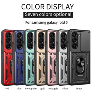 For Samsung Galaxy Z Fold 5 Z Fold 4 Fold4 Fold5 5G Phone Case Shockproof Armor Casing Push Pull Folding Slide Camera Protect Cases Foldable Stand Holder Bracket Back Cover