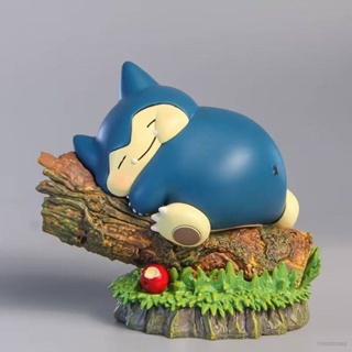 โมเดลตุ๊กตาฟิกเกอร์ Yela Pokemon Snorlax Sleeping on Tree Trunk เหมาะกับของขวัญ สําหรับตกแต่งบ้าน เก็บสะสม