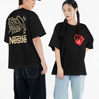 เสื้อเนสกาแฟ oversize แขนสั้น cotton เสื้อยืดสตรีท แขนสั้นคอกลมใส่ได้ทั้งผู้ชายและผู้หญิง พร้อมส่ง