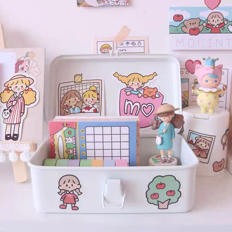 [Locked Tin Box] Storage Tin Box Storage * Guru * Korea ins Storage Tin Box Handbook Tape Seal Note 