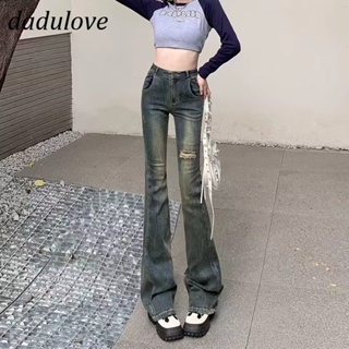 DaDulove💕 New American Ins High Street Retro Washed Jeans Niche Micro Bell Bottoms Large Size Trousers