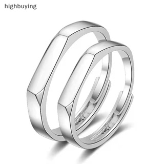 [highbuying] แหวนหมั้น ทรงสี่เหลี่ยม สีเงิน โรแมนติก เครื่องประดับแฟชั่น ของขวัญ สําหรับผู้ชาย และผู้หญิง