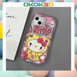 [OKOKSO] เคสมือถือ แบบนิ่ม ลายการ์ตูนคิตตี้ สีเหลือง กันกระแทก สําหรับ OPPO Reno9 Reno8 Reno7pro reno6 7z 5 R17 A53 A9 2020 F11 A31 A78 A77