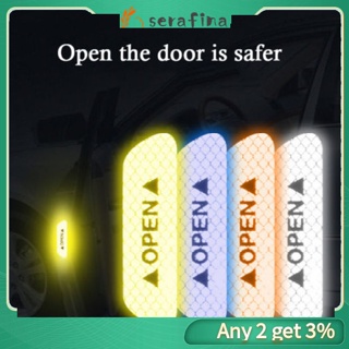 Rf สติกเกอร์เทปสะท้อนแสง ป้องกันรอยขีดข่วน สําหรับติดประตูรถยนต์ 4 ชิ้น
