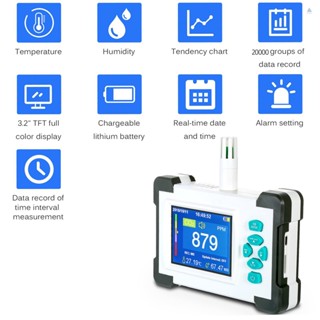 Tmt เครื่องตรวจจับคาร์บอนไดออกไซด์ CO2 พร้อมแบตเตอรี่ แบบพกพา ชาร์จได้ พร้อมกล่องเก็บ สําหรับเครื่องตรวจจับคุณภาพอากาศ CO2