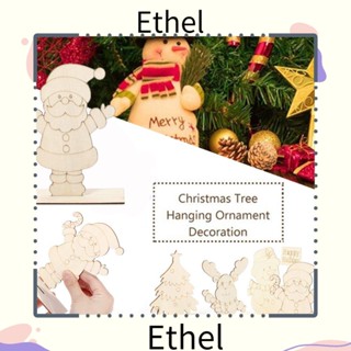 Ethel1 จี้ไม้ธรรมชาติ รูปซานตาคลอส สําหรับแขวนตกแต่งปาร์ตี้คริสต์มาส