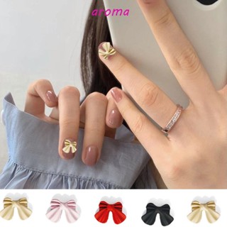 Aroma เครื่องประดับ พลอยเทียม รูปโบว์ สําหรับตกแต่งเล็บ