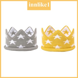 Innlike1 หมวกมงกุฎถัก ที่คาดผม ปาร์ตี้วันเกิดเด็กแรกเกิด หมวกอาบน้ํา ปาร์ตี้