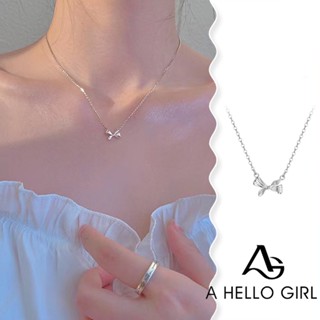 A HELLO GIRL ใหม่ สร้อยคอโซ่ จี้โบ ลายคลื่นน้ํา หรูหรา เรียบ…