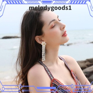 Melodygoods1 ต่างหูพู่ลูกปัดข้าว สไตล์โบฮีเมียน เครื่องประดับ