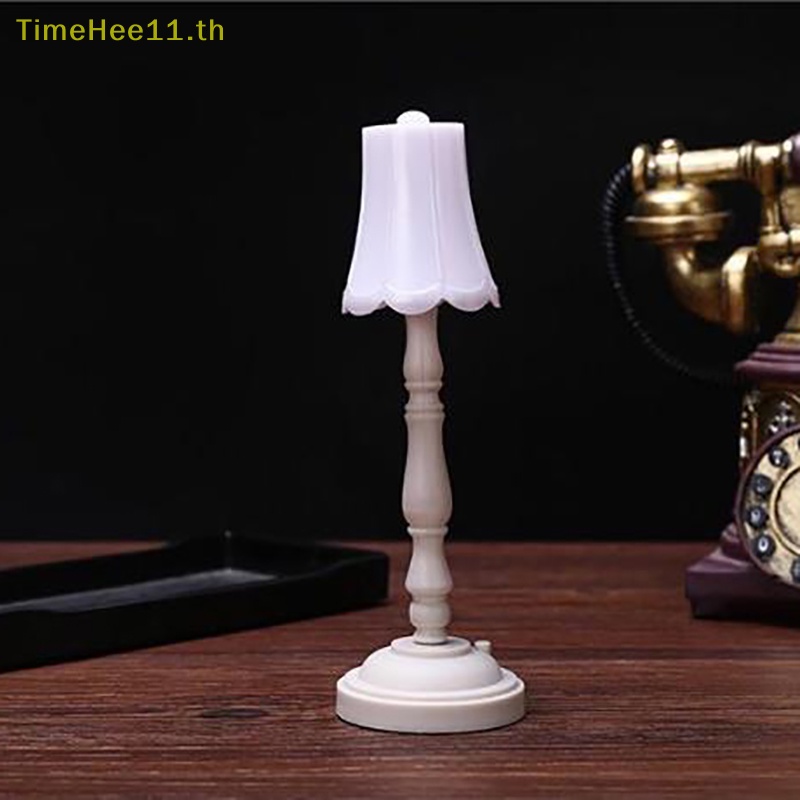 TimeHee 1:12 Dollhouse Miniature โคมไฟตั้งพื้นไฟ LED เฟอร์นิเจอร์บ้านตุ๊กตา TH