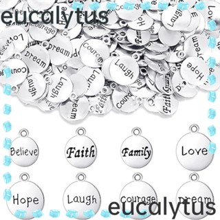 Eucalytus1 จี้ชาร์มอัลลอย สีเงิน สไตล์โบราณ 6 แบบ สําหรับทําเครื่องประดับ DIY