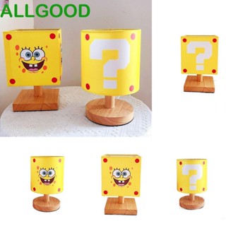 Allgoods โคมไฟตั้งโต๊ะ Mario Super Mary Mario Bros Mario Night Light, Creatve Question Mark Wood Cloth SpongeBob Gift