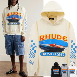 ใหม่ เสื้อฮู้ดดี้ ผ้าฝ้าย พิมพ์ลายโลโก้ RHUDE สไตล์ฮิปฮอป สําหรับผู้ชาย ผู้หญิง